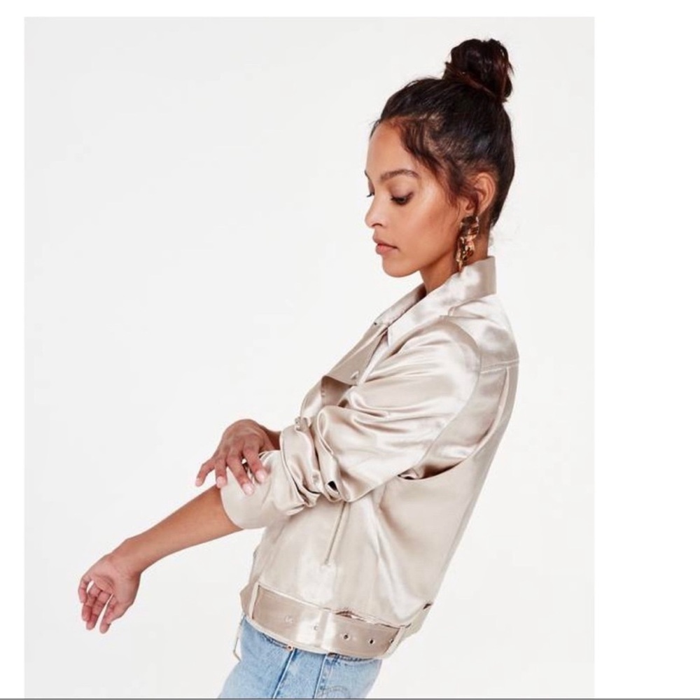Cami NYC Satin silk moto Jacket M - Picture 3 of 9